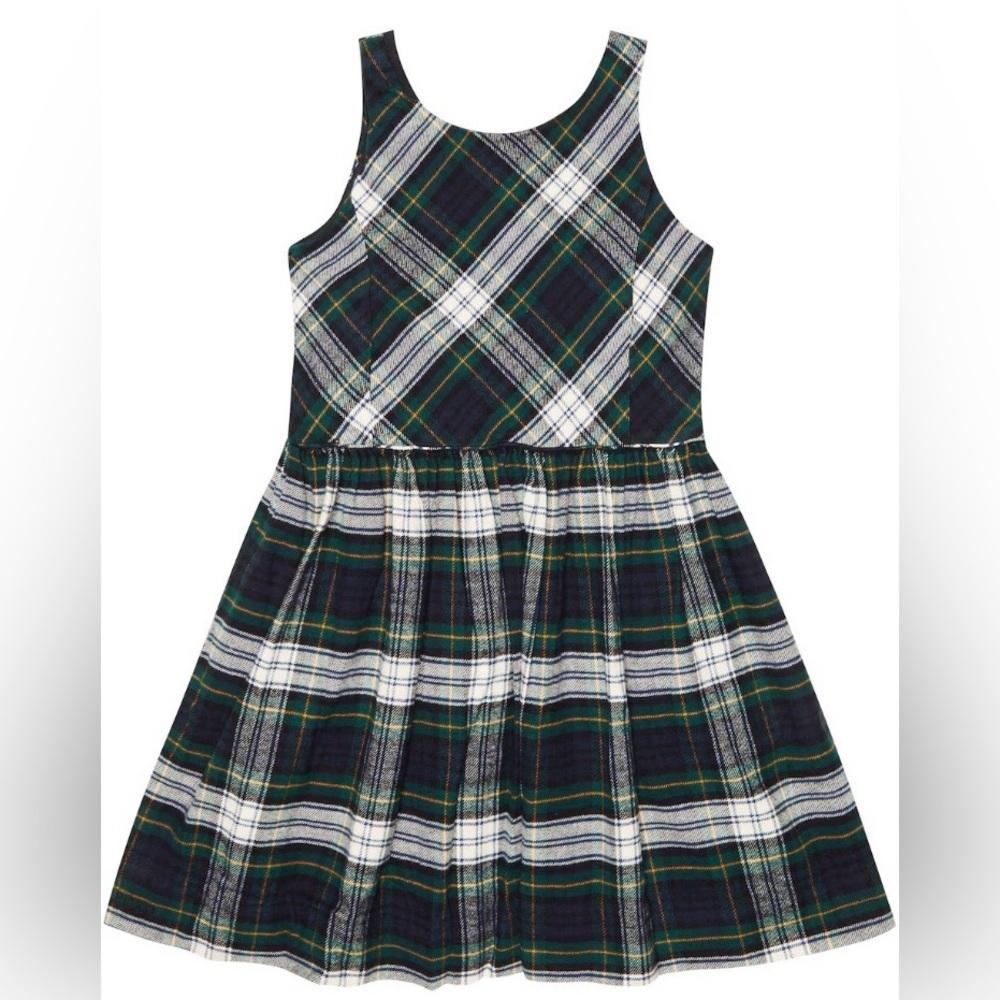 Polo Ralph Lauren Tartan Dress Green and Blue Plaid Girls Dress Size 6X